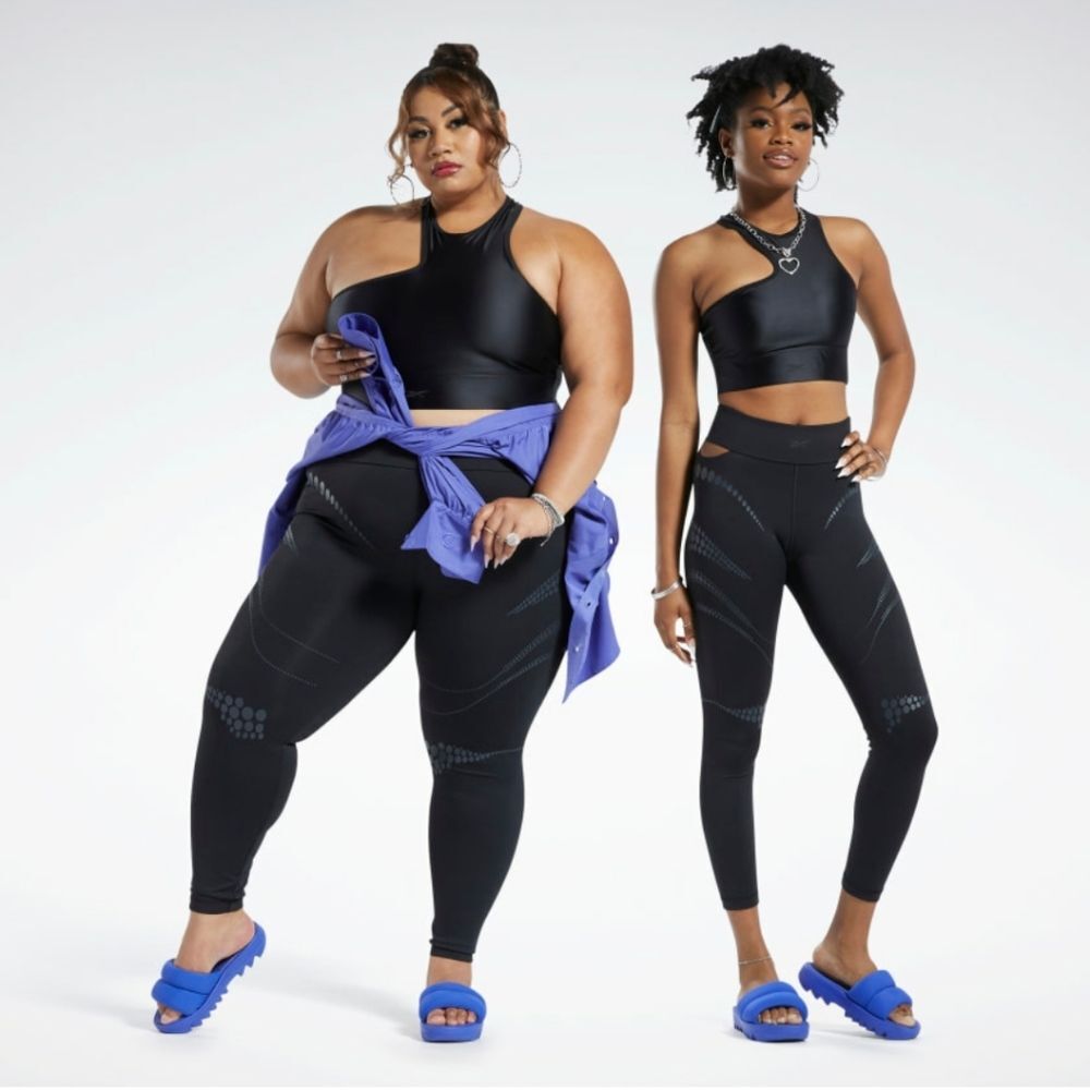 Reebok X Cardi B NWT 4X High-Waisted Leggings Plus Size Black Cutout Activewear